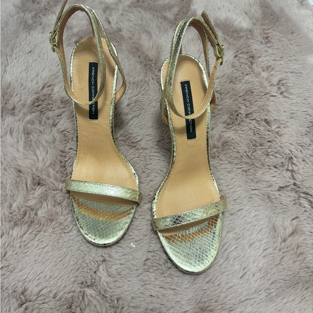 French Connection Tessa 3” Gold Heels - Picture 3 of 6